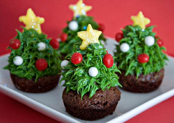 Weihnachts-cupcakes-Schokoladen-Cupcakes-Weihnachtsbäume