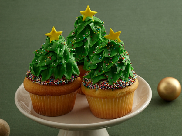 Weihnachtsbäume-Weihnachts-cupcakes