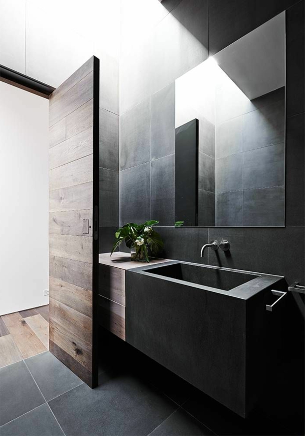 aktuelle-Beispiele-für-ein-modernes-Badezimmer-dunkle-Fliesen- Modernes Badezimmer - Ideen
