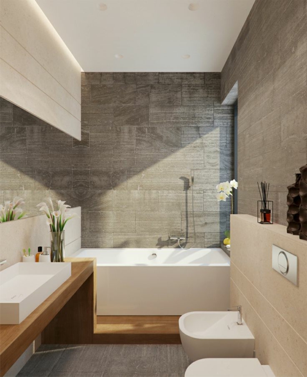 aktuelle-Beispiele-für-ein-modernes-Badezimmer-mit-Blume-als-Deko- Modernes Badezimmer - Ideen