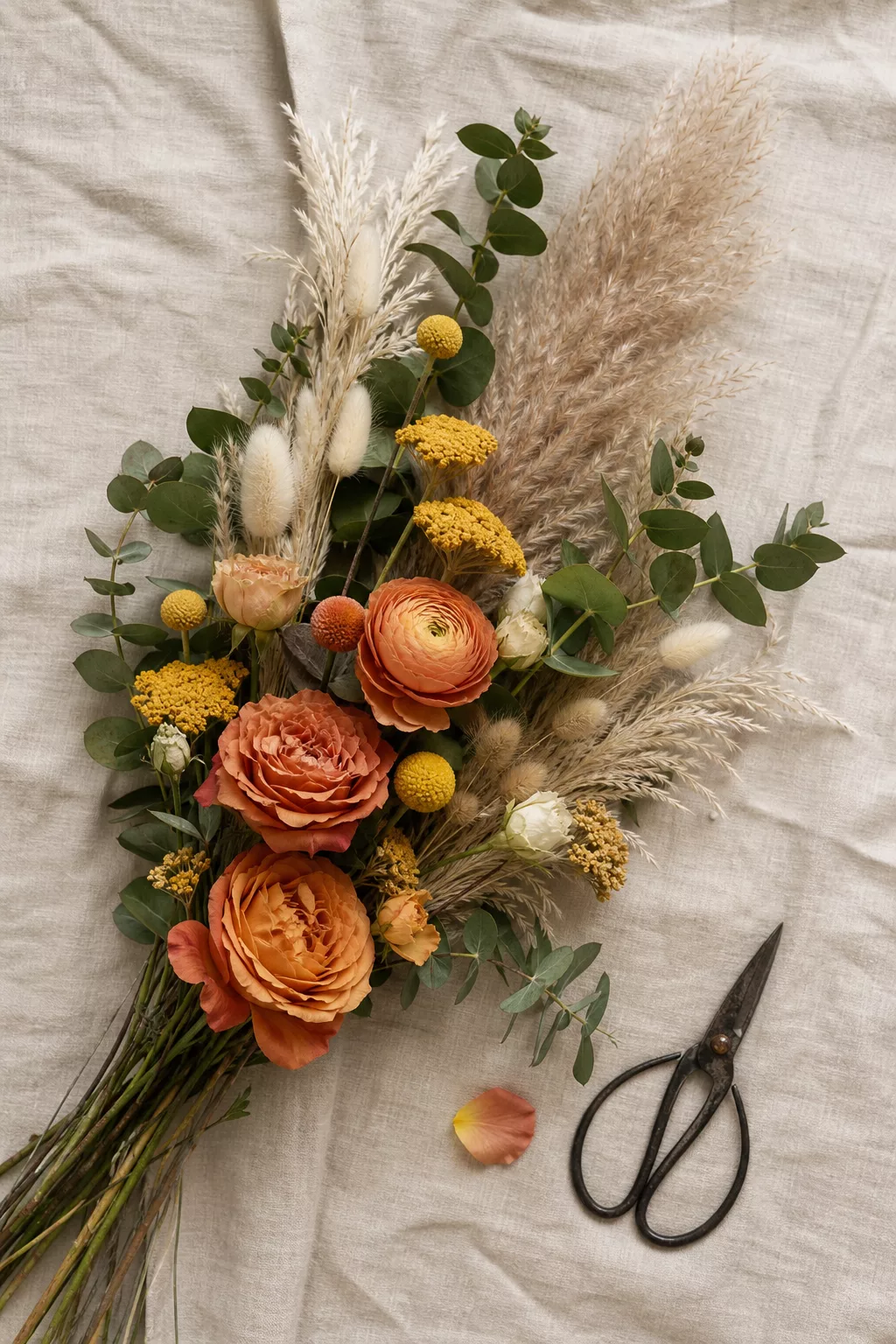 Trendfarben 2026 für Hochzeitsblumen: Terrakotta, Senfgelb, Olivgrün