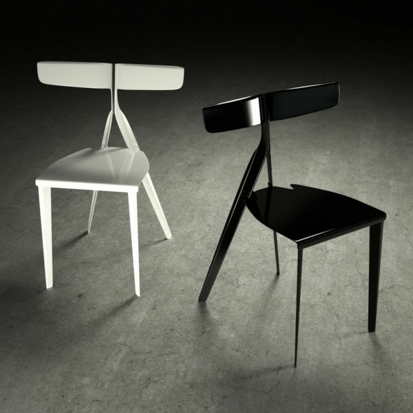 designer-Stühle-mit-außergewöhnlichem-Design-in-Weiß-und-Schwarz