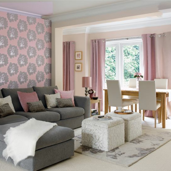 gestaltungsmöglichkeiten-für-wohnzimmer-rosige-gardinen