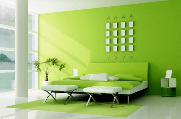 grüne-wandgestaltung-für-schlafzimmer-luxuriöse-ausstattung