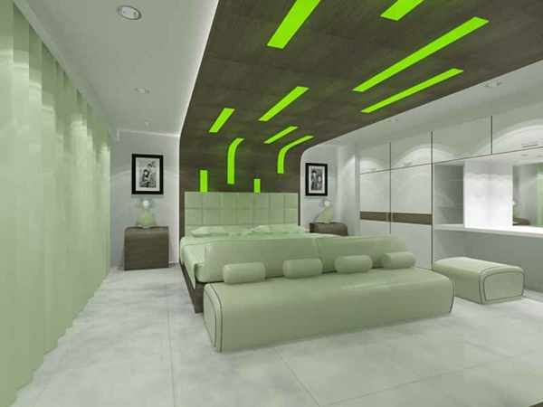 grüne-wandgestaltung-für-schlafzimmer-moderne-decke