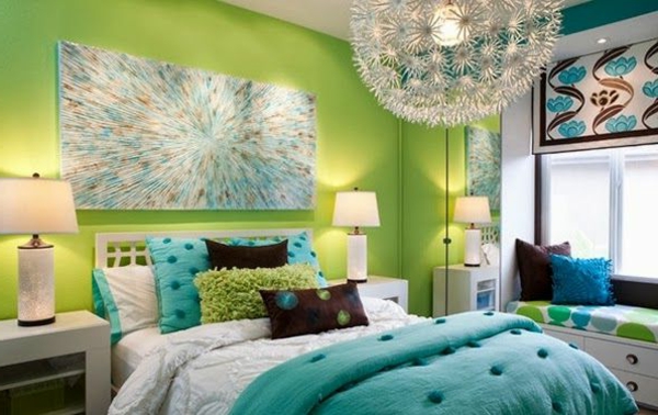 grüne-wandgestaltung-für-schlafzimmer-sehr-schön