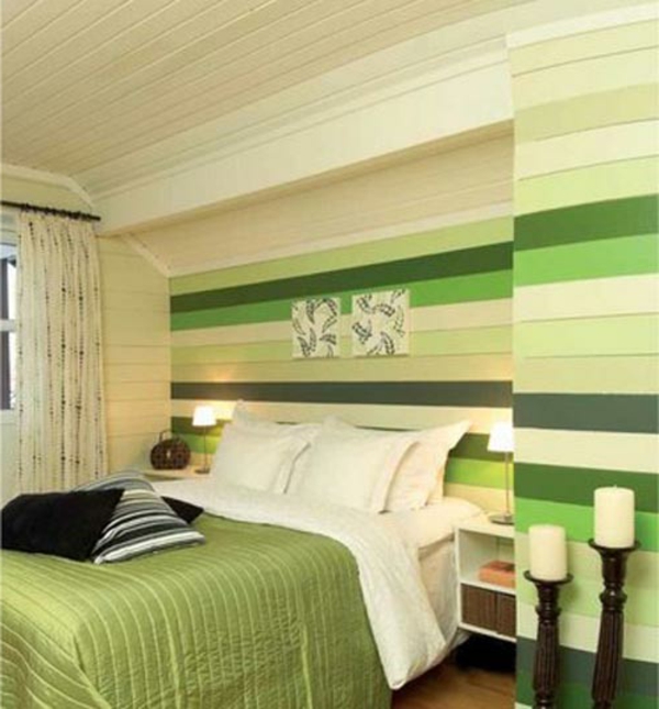 grüne-wandgestaltung-für-schlafzimmer-verschiedene-nuancen