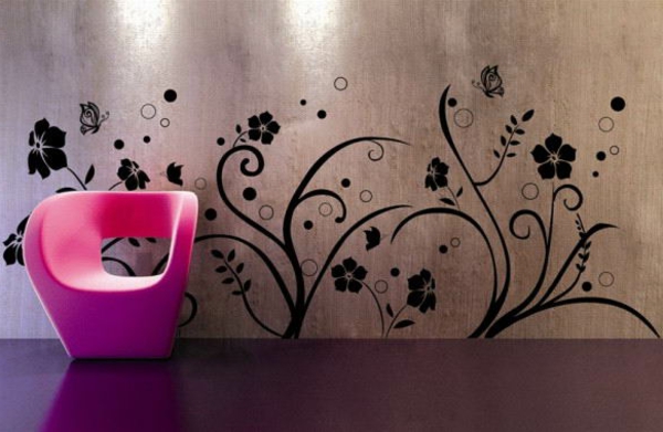 innovative-Ideen-für-eine-fantastische-Wandgestaltung-rosa-Stuhl