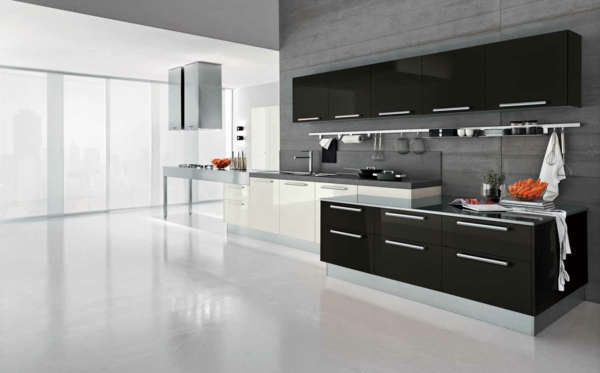 moderne-Küchenplanung- Interior-Design-Ideen-Schwarz-Weiß