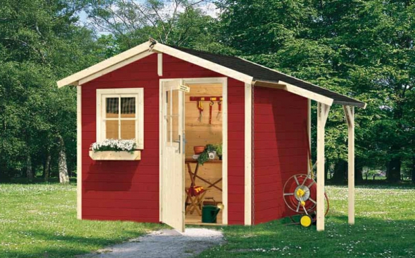 modernes-Gartenhaus-aus-Holz-in-Rot