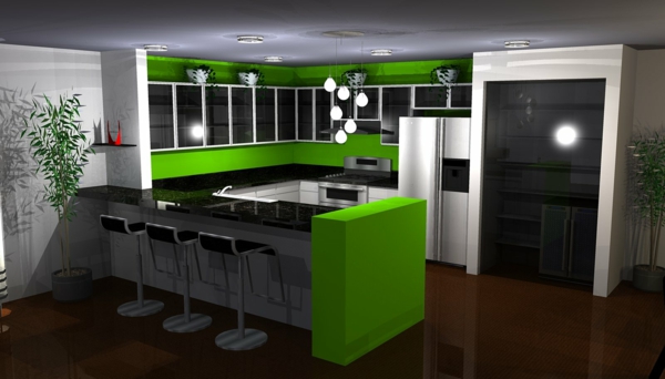 neue-küchenideen-barstühle-und-grüne-elemente