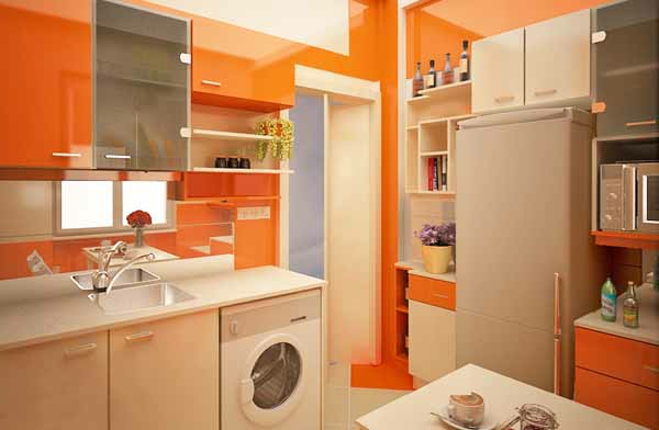 orange-küchen-wandfarbe-cooles-aussehen