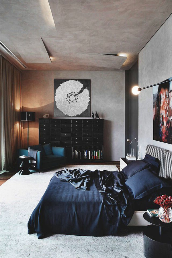 schlafzimmer-modern-gestalten-schickes-schwarzes-bett
