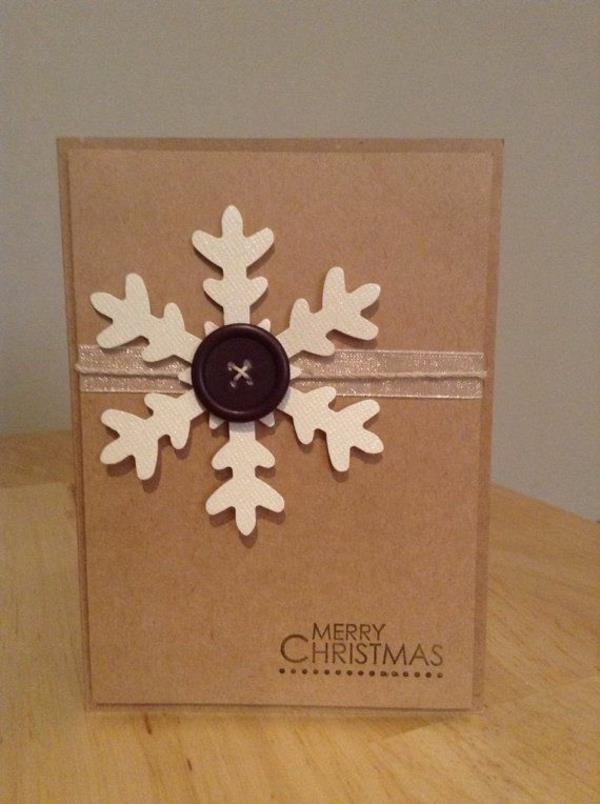tolle-Weihnachtskarte-mit-einer-Schneeflocke-selber-basteln-Schöne Weihnachtskarten selber basteln