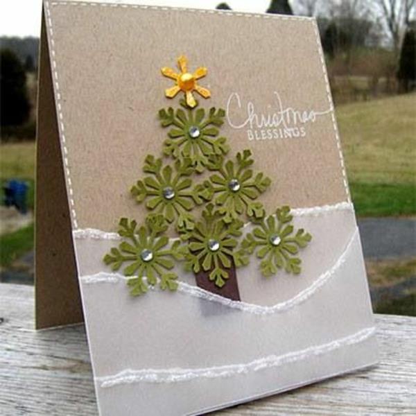 schöne-Weihnachtskarten-selber-basteln-Tannenbaum-Ideen