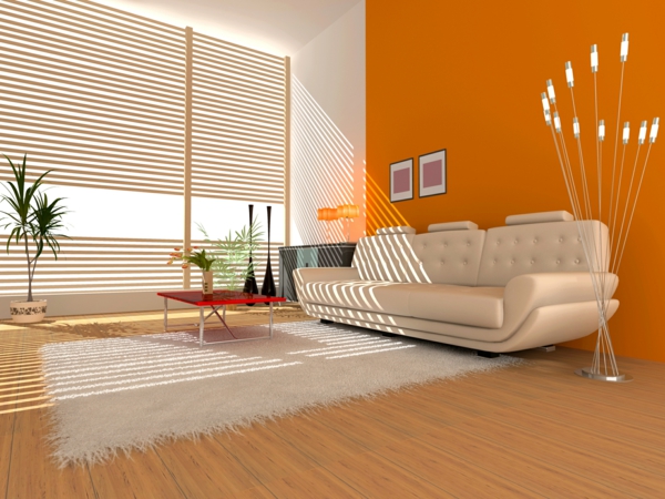 orange farbgestaltung im wohnzimmer