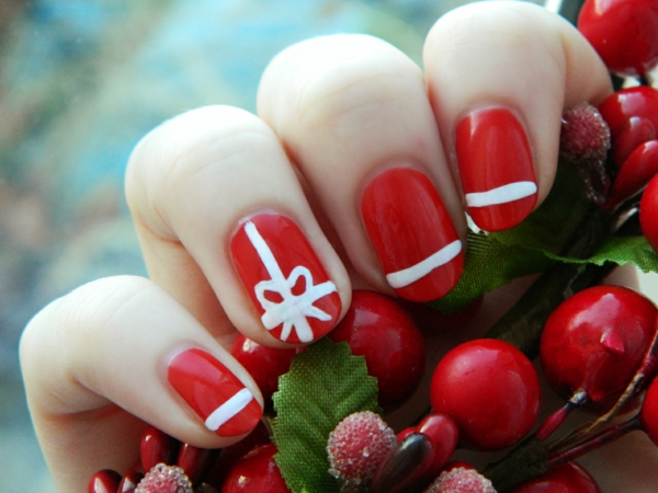 super-tolle-Dekoration-für-Nägel-für- Weihnachten-Rot-und-Weiß