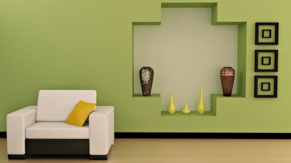 tapeten-farben-ideen-cooles-design-vom-wohnzimmer-grüne-wand