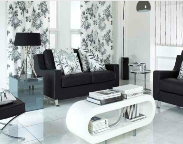 tapeten-farben-ideen-elegantes-wohnzimmer-in-weiß-und-schwarz