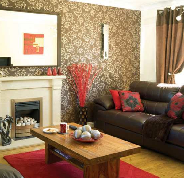 tapeten-farben-ideen-gemütliches-wohnzimmer-mit-braunen-wänden