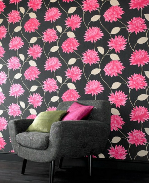 tapeten-farben-ideen-interessante-wand-in-pink-und-schwarz