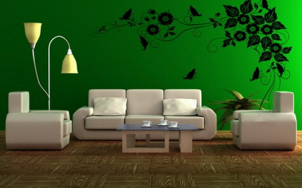 tapeten-farben-ideen-weiße-möbel-und-wände-in-grün