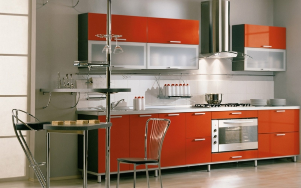 tolle-Ideen-für-eine-praktische-Kücheneinrichtung-Orange-moderne-Küche