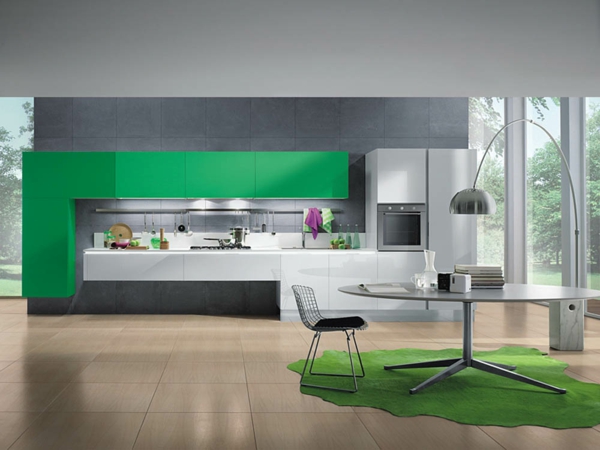tolle-Küchengestaltung-moderne-Wohnung-in-Grün-attraktive-Idee