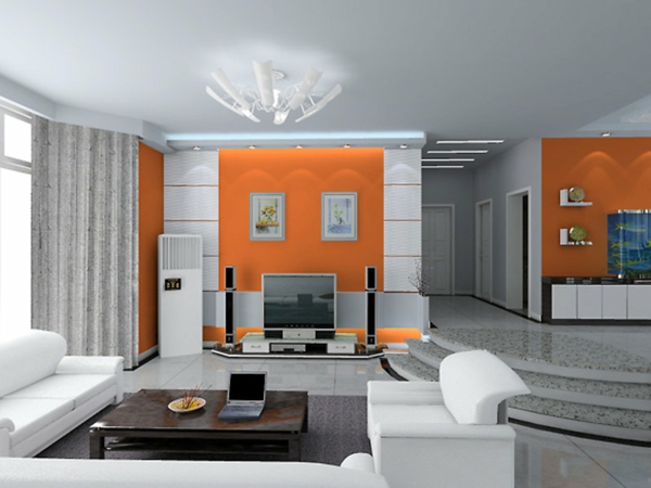 tolles-Design-für-das-Wohnzimmer-Wände-in-Orange