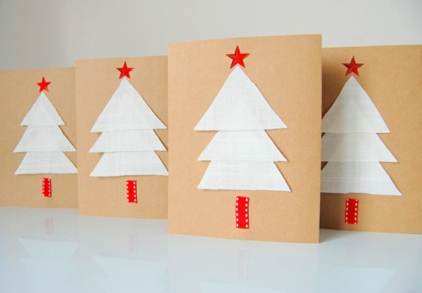 weihnachtskarten-gestalten-schöne-weiße-tannenbäume