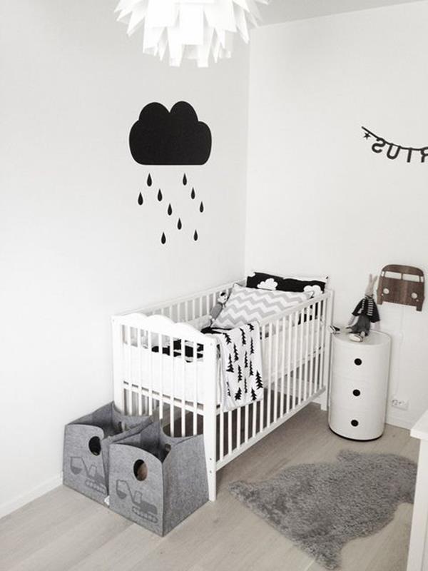 Babyzimmer-Wandfarbe-Kinderzimmer-Interior-Design-Idee-weiße-Wandfarbe