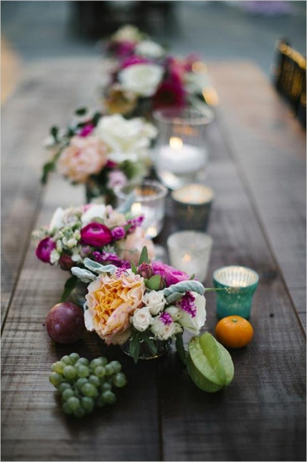Blumendeko-Hochzeitsdeko-für-Tisch-wunderschöne-stilvolle-Ideen