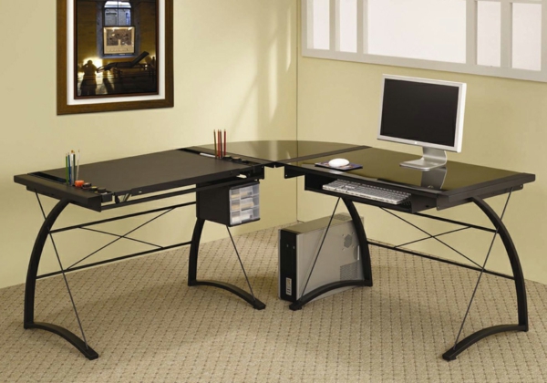 Minimalist-Design-schwarzer-Schreibtisch