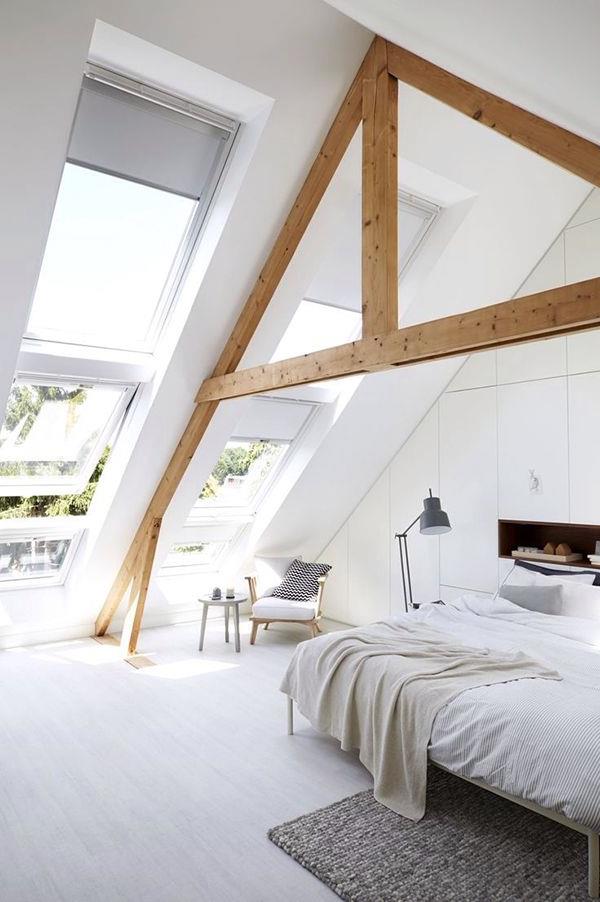 Dachzimmer-modernes-Schlafzimmer-in-Weiß