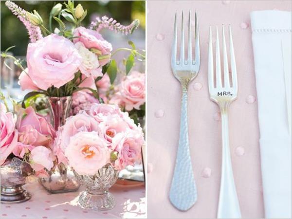 Hochzeitsdeko-für-Tisch-wunderschöne-stilvolle-Ideen-rosa-Blumen Tischdeko zur Hochzeit