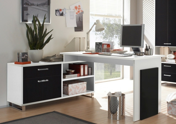 Schreibtisch-Schwarz-Weiß-effektvolles-Design