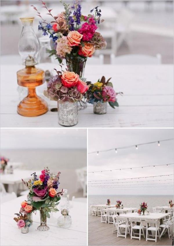 Vintage-Hochzeit--fantastische--Blumendeko-für-Tisch