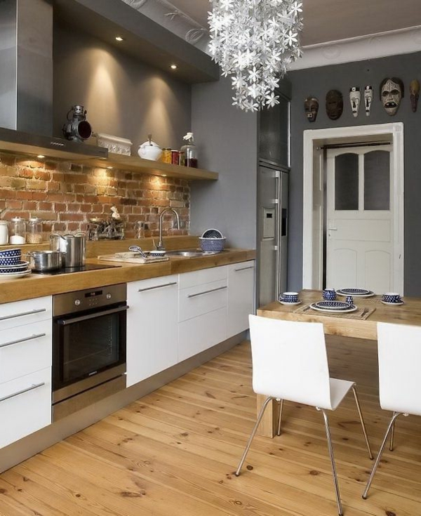 Wohnideen-für-das-Interior-Design-Boden-Holz-in-der-Küche