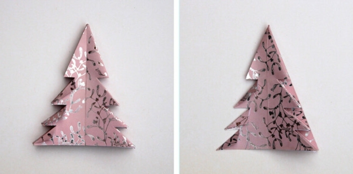fensterdeko weihnachten papier basteln rosa papier weihnachtsbaum selber machen