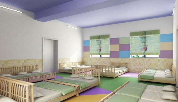 kindergarten-interieur-viele-betten-in-schlichten-farben