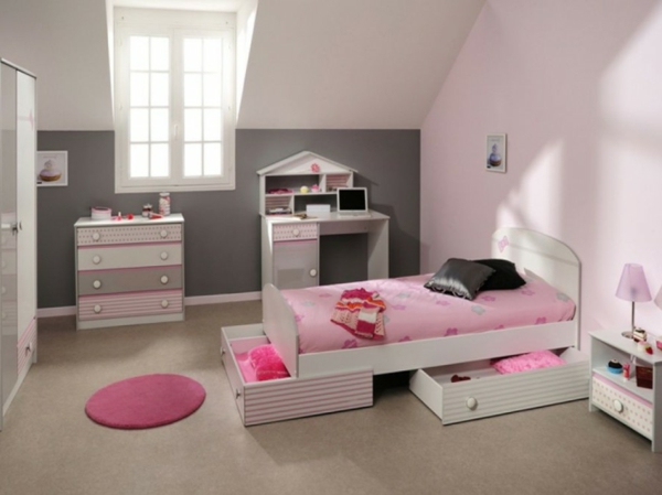 kleines-schlafzimmer-einrichten-grau-und-pink-zusammenbringen
