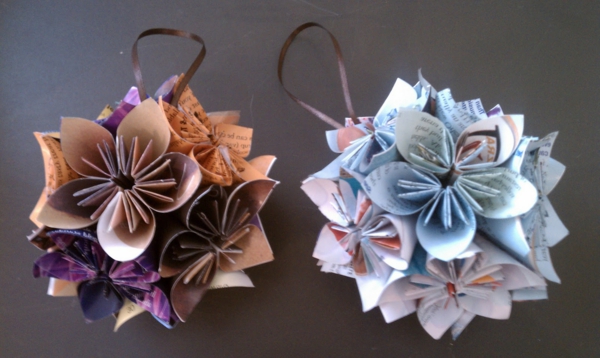 origami-zu-weihnachten-dekoartikel-für-den-tannenbaum - grauer hintergrund