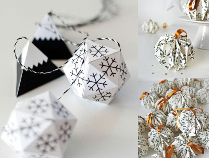 origami zu weihnachten selber machen bällchen für tannenbaum weiß basteln