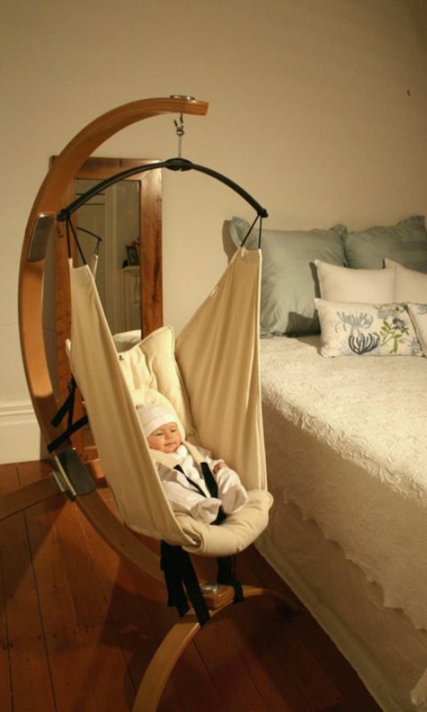 super-coole-baby-hängematte in einem modernen und gemütlichen schlafzimmer