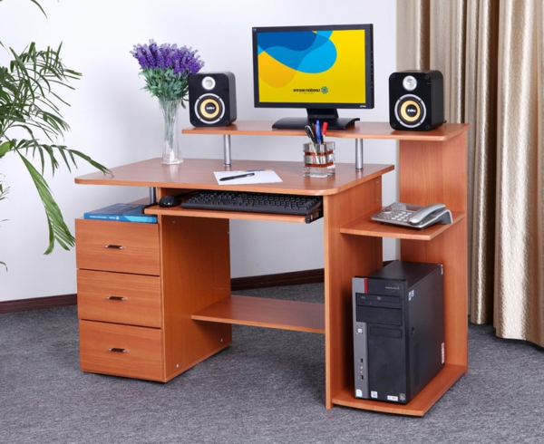 Einrichtungsideen-Büro-Schreibtisch-Holz-modernes-Design--
