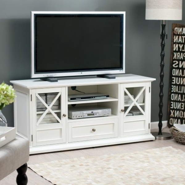 Fernsehschrank-weiß-Retro-Design-schönes-Modell-aus-Holz