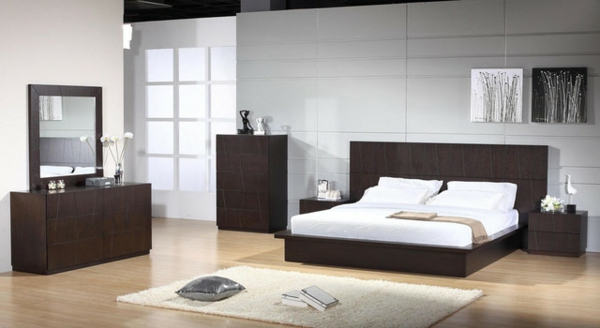 Schlafzimmer-gestalten-moderne-Schlafzimmermöbel-in-dunkler-Farbe