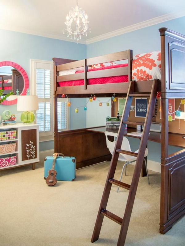 modernes-Hochbett-mit-Schreibtisch-moderne-Kinderzimmermöbel-Wohnideen
