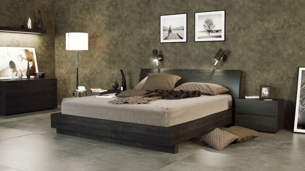 schlafzimmer inspiration - zwei moderne quadratische bilder