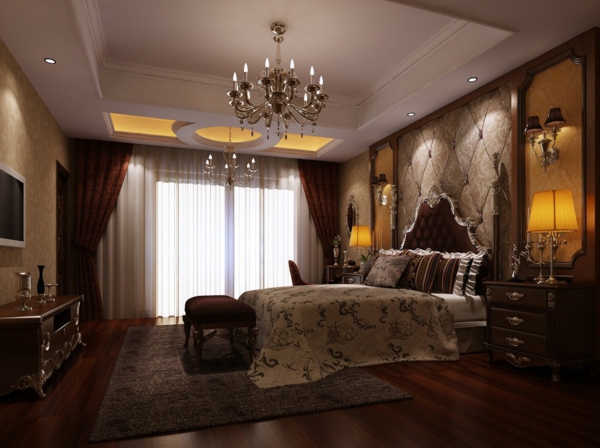 schlafzimmer-design-mit-einem-eleganten-kronleuchter-über-dem-bett